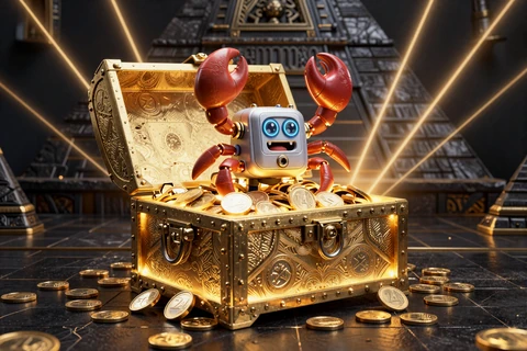 Goldene Schatzkiste mit Euro-M&uuml;nzen und Bonus Crab - Starter Welcome Bonus Realz Casino