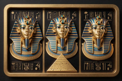 3 Pharaohs Exklusivslot - drei goldene Pharaonen-Masken im Realz Casino